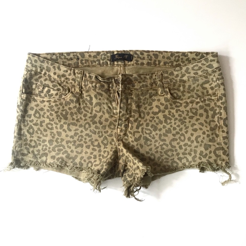 Leopard Print Denim Shorts